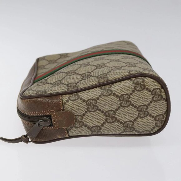 GUCCI GG Supreme Web Sherry Line Clutch Bag PVC Beige 156 01 012 Auth EC317 - Picture 9 of 16